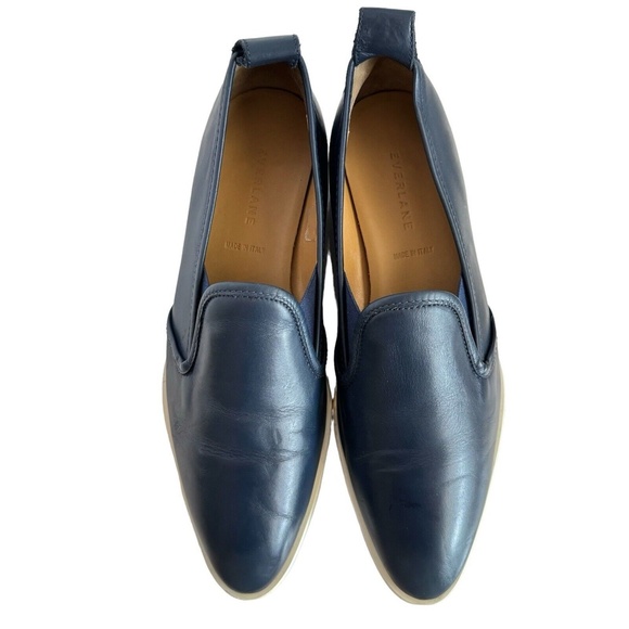Everlane The Leather Street Shoes Navy Blue Slip On Pointed Toe Women's Flats - Picture 8 of 12